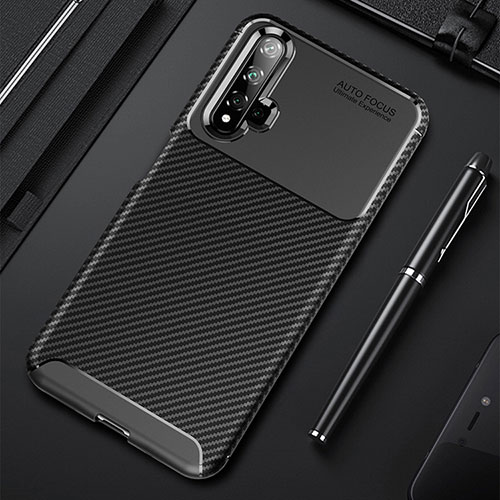 Silicone Candy Rubber TPU Twill Soft Case Cover for Huawei Honor 20S Black
