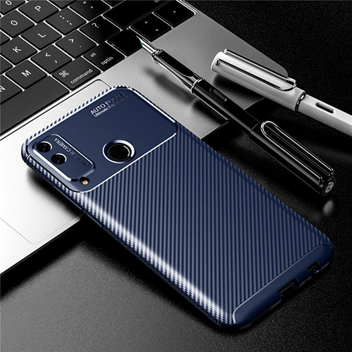 Silicone Candy Rubber TPU Twill Soft Case Cover for Huawei Honor Play4T Blue