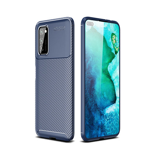 Silicone Candy Rubber TPU Twill Soft Case Cover for Huawei Honor View 30 Pro 5G Blue