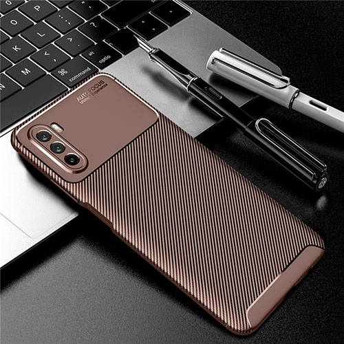 Silicone Candy Rubber TPU Twill Soft Case Cover for Huawei Mate 40 Lite 5G Brown