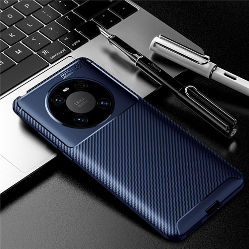 Silicone Candy Rubber TPU Twill Soft Case Cover for Huawei Mate 40E 4G Blue