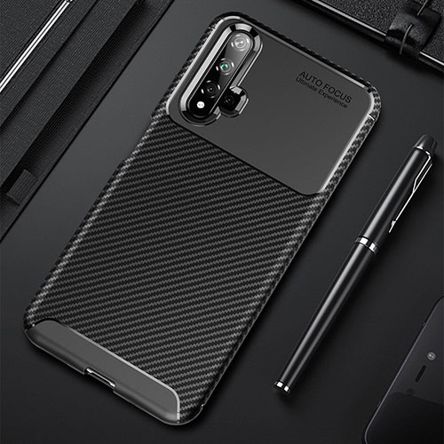 Silicone Candy Rubber TPU Twill Soft Case Cover for Huawei Nova 5 Black