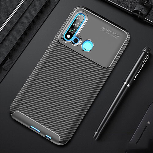 Silicone Candy Rubber TPU Twill Soft Case Cover for Huawei Nova 5i Black