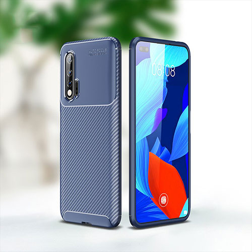 Silicone Candy Rubber TPU Twill Soft Case Cover for Huawei Nova 6 5G Blue