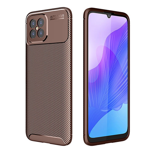 Silicone Candy Rubber TPU Twill Soft Case Cover for Huawei Nova 8 SE 4G Brown