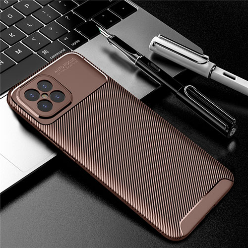 Silicone Candy Rubber TPU Twill Soft Case Cover for Huawei Nova 8 SE 5G Brown