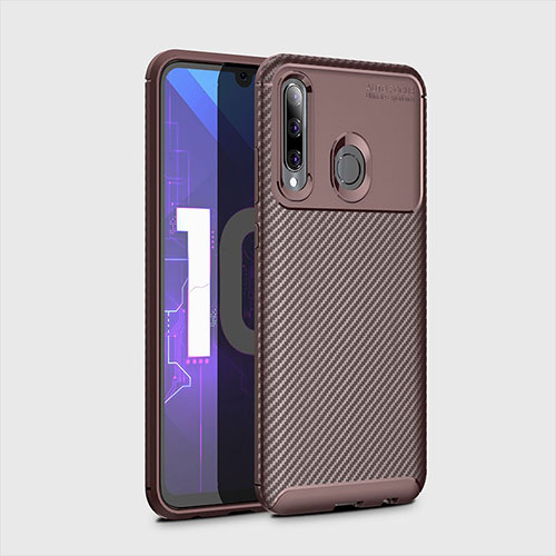 Silicone Candy Rubber TPU Twill Soft Case Cover for Huawei P Smart+ Plus (2019) Brown