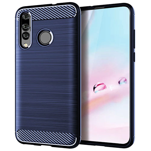 Silicone Candy Rubber TPU Twill Soft Case Cover for Huawei P30 Lite Blue