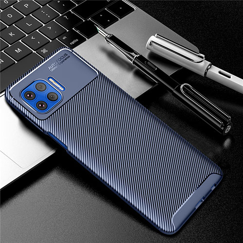 Silicone Candy Rubber TPU Twill Soft Case Cover for Motorola Moto G 5G Plus Blue