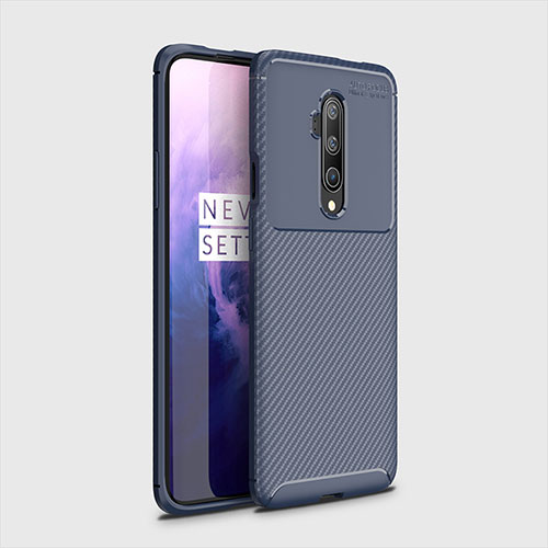 Silicone Candy Rubber TPU Twill Soft Case Cover for OnePlus 7T Pro 5G Blue