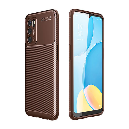 Silicone Candy Rubber TPU Twill Soft Case Cover for Oppo A16 Brown