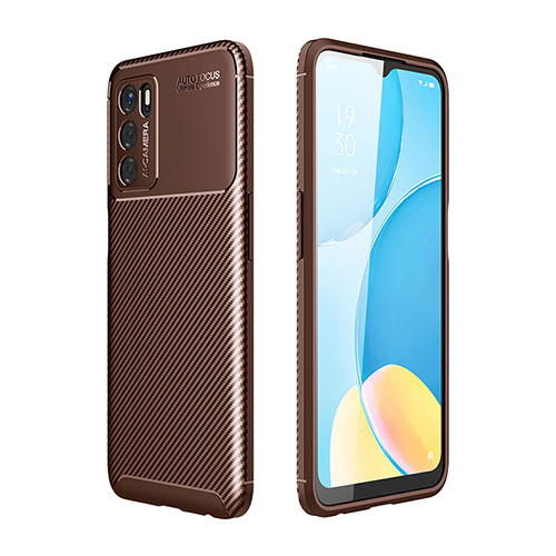 Silicone Candy Rubber TPU Twill Soft Case Cover for Oppo A54s Brown