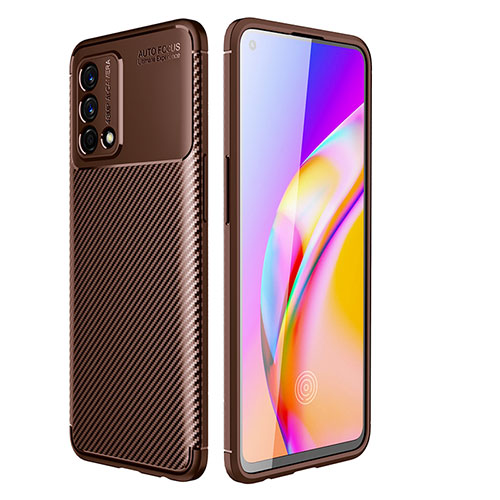 Silicone Candy Rubber TPU Twill Soft Case Cover for Oppo A74 4G Brown