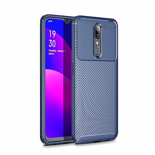 Silicone Candy Rubber TPU Twill Soft Case Cover for Oppo A9 Blue