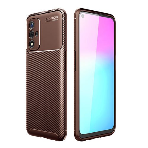 Silicone Candy Rubber TPU Twill Soft Case Cover for Oppo A93s 5G Brown