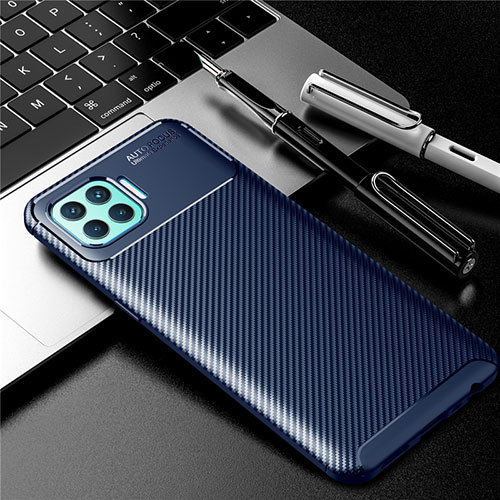 Silicone Candy Rubber TPU Twill Soft Case Cover for Oppo F17 Pro Blue