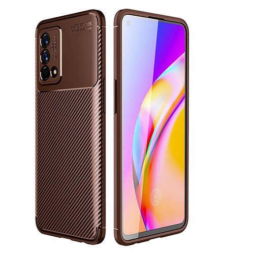 Silicone Candy Rubber TPU Twill Soft Case Cover for Oppo K9 5G Brown