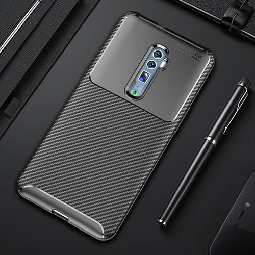 Silicone Candy Rubber TPU Twill Soft Case Cover for Oppo Reno 10X Zoom Black