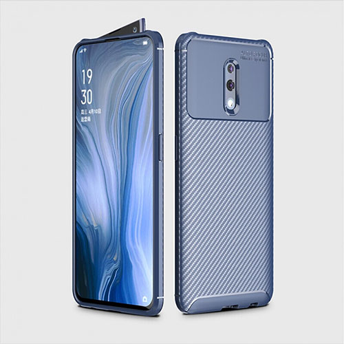 Silicone Candy Rubber TPU Twill Soft Case Cover for Oppo Reno Blue