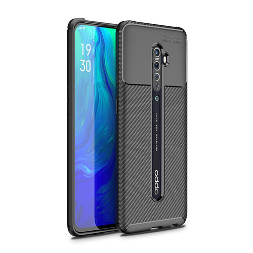 Silicone Candy Rubber TPU Twill Soft Case Cover for Oppo Reno2 Black