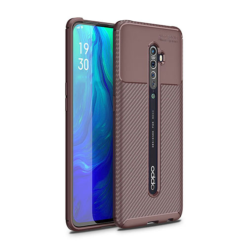 Silicone Candy Rubber TPU Twill Soft Case Cover for Oppo Reno2 Brown