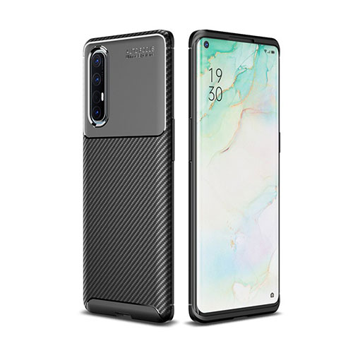 Silicone Candy Rubber TPU Twill Soft Case Cover for Oppo Reno3 Pro Black