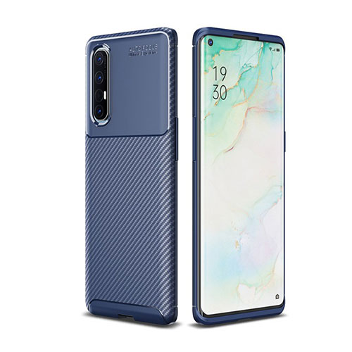 Silicone Candy Rubber TPU Twill Soft Case Cover for Oppo Reno3 Pro Blue