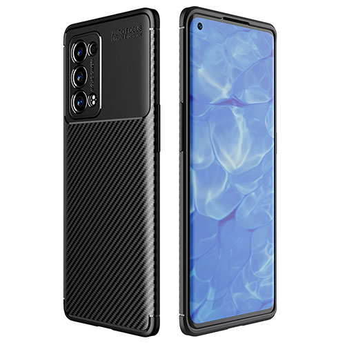 Silicone Candy Rubber TPU Twill Soft Case Cover for Oppo Reno6 Pro 5G Black