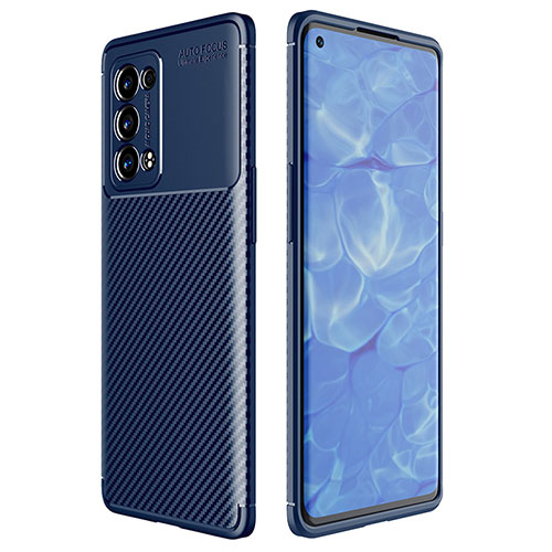 Silicone Candy Rubber TPU Twill Soft Case Cover for Oppo Reno6 Pro 5G Blue