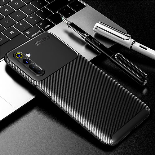 Silicone Candy Rubber TPU Twill Soft Case Cover for Realme 6 Black