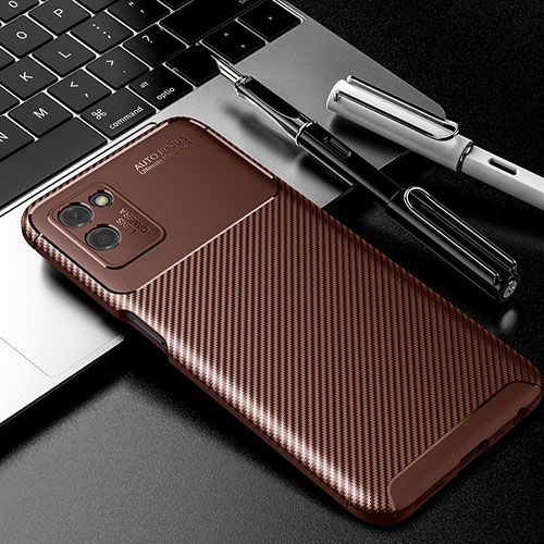 Silicone Candy Rubber TPU Twill Soft Case Cover for Realme V11 5G Brown