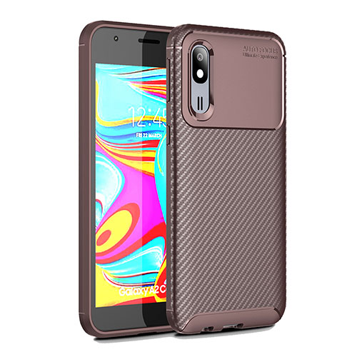 Silicone Candy Rubber TPU Twill Soft Case Cover for Samsung Galaxy A2 Core A260F A260G Brown