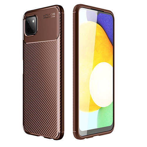 Silicone Candy Rubber TPU Twill Soft Case Cover for Samsung Galaxy A22 5G Brown