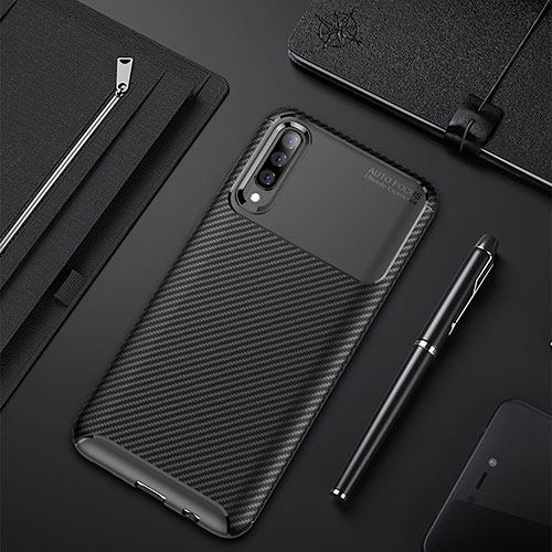 Silicone Candy Rubber TPU Twill Soft Case Cover for Samsung Galaxy A30S Black