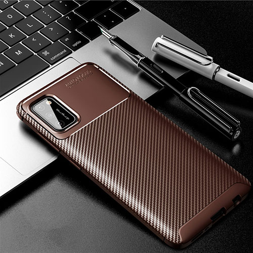 Silicone Candy Rubber TPU Twill Soft Case Cover for Samsung Galaxy A41 Brown