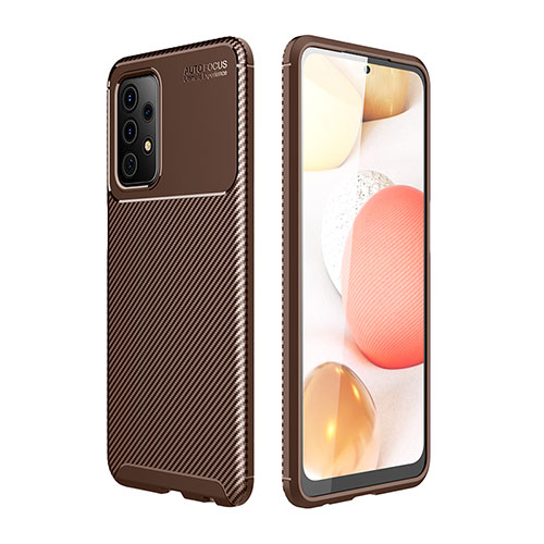 Silicone Candy Rubber TPU Twill Soft Case Cover for Samsung Galaxy A72 4G Brown