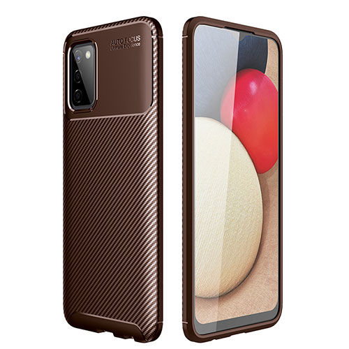 Silicone Candy Rubber TPU Twill Soft Case Cover for Samsung Galaxy F02S SM-E025F Brown