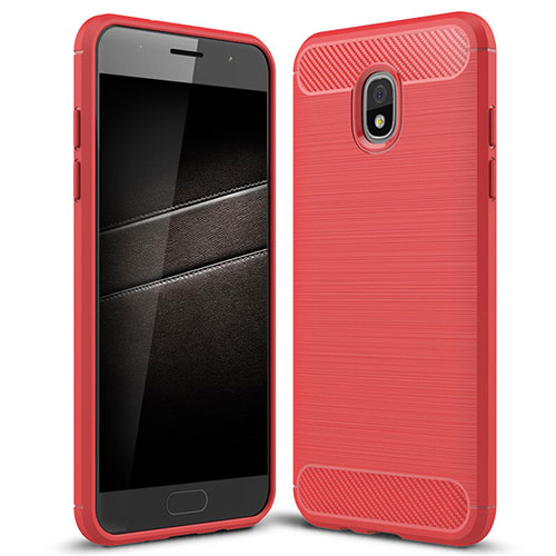 Silicone Candy Rubber TPU Twill Soft Case Cover for Samsung Galaxy J7 (2018) J737 Red