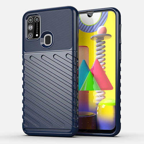 Silicone Candy Rubber TPU Twill Soft Case Cover for Samsung Galaxy M21s Blue