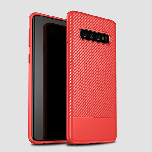 Silicone Candy Rubber TPU Twill Soft Case Cover for Samsung Galaxy S10 5G Red