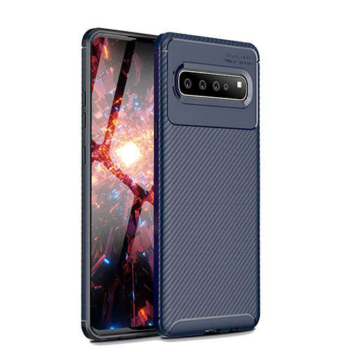 Silicone Candy Rubber TPU Twill Soft Case Cover for Samsung Galaxy S10 5G SM-G977B Blue