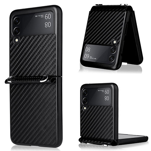 Silicone Candy Rubber TPU Twill Soft Case Cover for Samsung Galaxy Z Flip3 5G Black