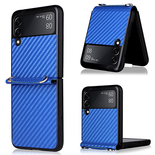 Silicone Candy Rubber TPU Twill Soft Case Cover for Samsung Galaxy Z Flip3 5G Blue