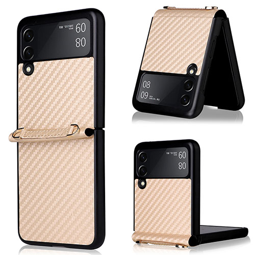 Silicone Candy Rubber TPU Twill Soft Case Cover for Samsung Galaxy Z Flip3 5G Gold