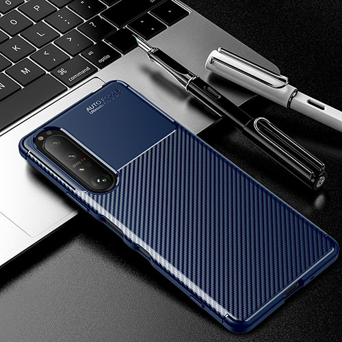 Silicone Candy Rubber TPU Twill Soft Case Cover for Sony Xperia 1 III Blue