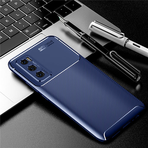 Silicone Candy Rubber TPU Twill Soft Case Cover for Vivo V20 SE Blue