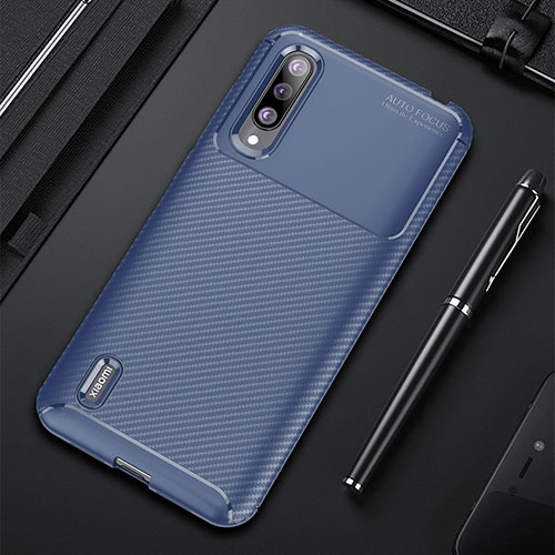 Silicone Candy Rubber TPU Twill Soft Case Cover for Xiaomi Mi A3 Blue