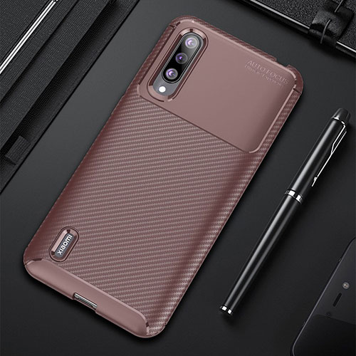 Silicone Candy Rubber TPU Twill Soft Case Cover for Xiaomi Mi A3 Brown