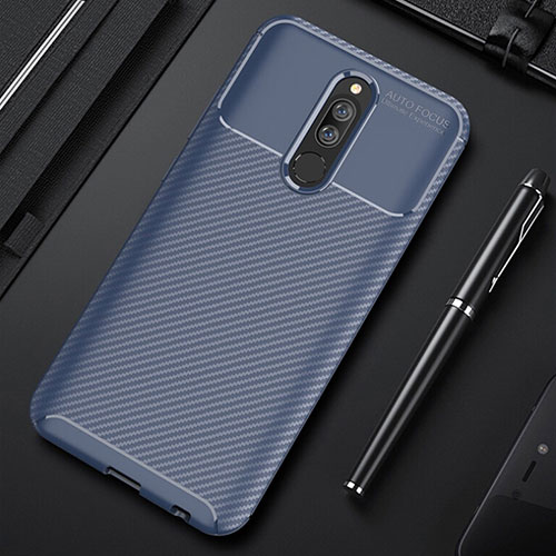 Silicone Candy Rubber TPU Twill Soft Case Cover for Xiaomi Redmi 8 Blue