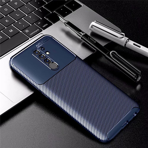 Silicone Candy Rubber TPU Twill Soft Case Cover for Xiaomi Redmi 9 Blue